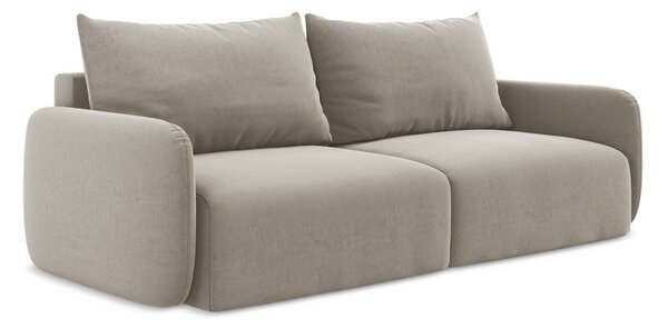 Taupe sametová rozkládací/s úložným prostorem pohovka 238 cm Kalena – Makamii