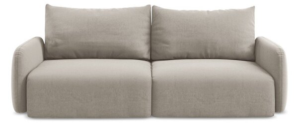 Taupe sametová rozkládací/s úložným prostorem pohovka 238 cm Kalena – Makamii