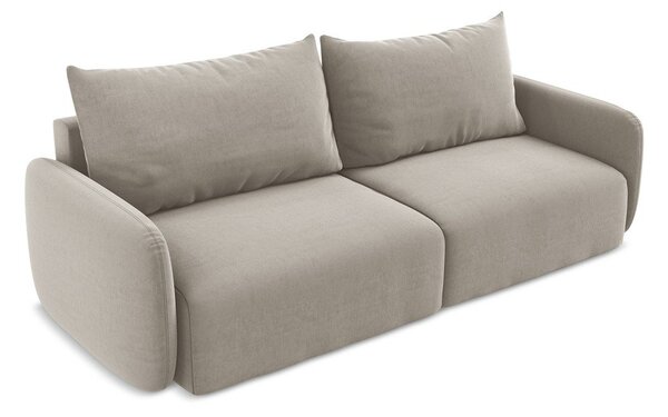 Taupe sametová rozkládací/s úložným prostorem pohovka 238 cm Kalena – Makamii