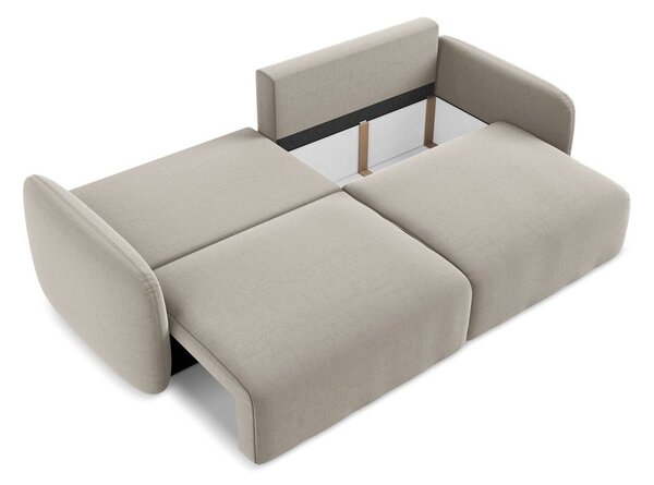 Taupe sametová rozkládací/s úložným prostorem pohovka 238 cm Kalena – Makamii