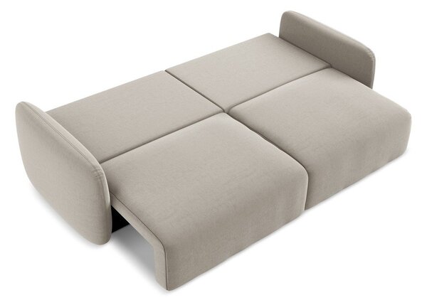 Taupe sametová rozkládací/s úložným prostorem pohovka 238 cm Kalena – Makamii