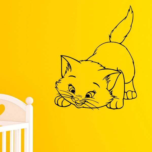 Živá Zeď Samolepka Roztomilá kočička Barva: černá