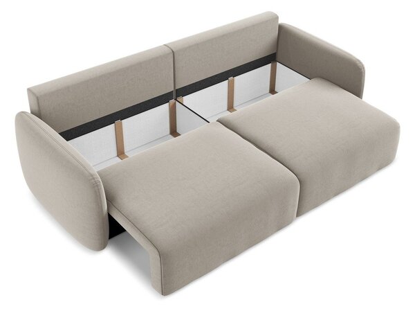 Taupe sametová rozkládací/s úložným prostorem pohovka 238 cm Kalena – Makamii