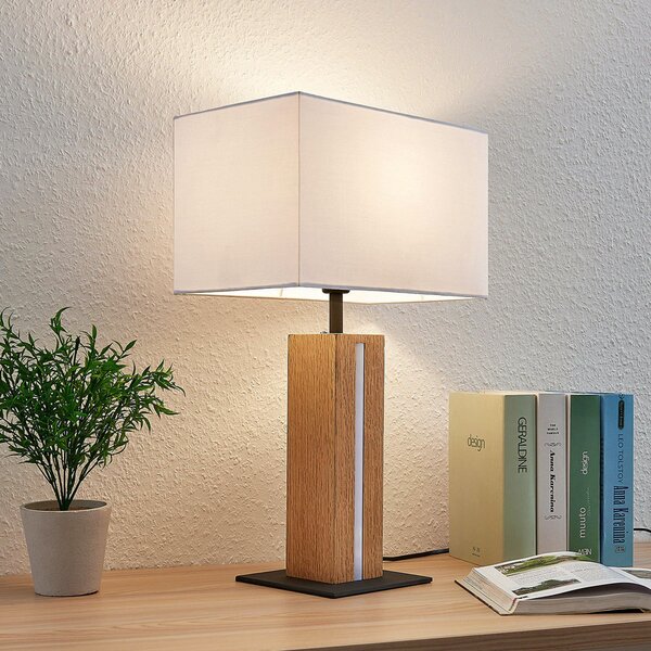 Stolní lampa Lindby, Garry, stmívatelné, Bílá, Obývací pokoj, Tkanina / Textil, Moderní