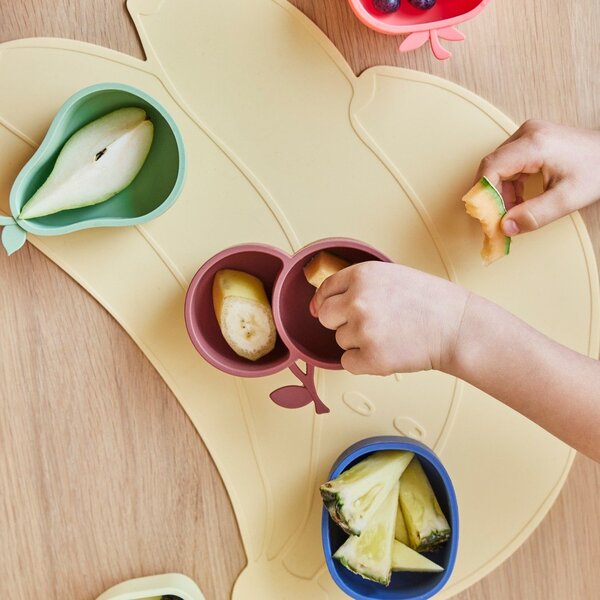 Žluté/zelené silikonové dětské misky v sadě 2 ks Lemon & Pear – OYOY Mini