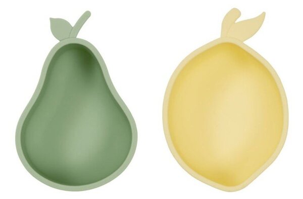 Žluté/zelené silikonové dětské misky v sadě 2 ks Lemon & Pear – OYOY Mini