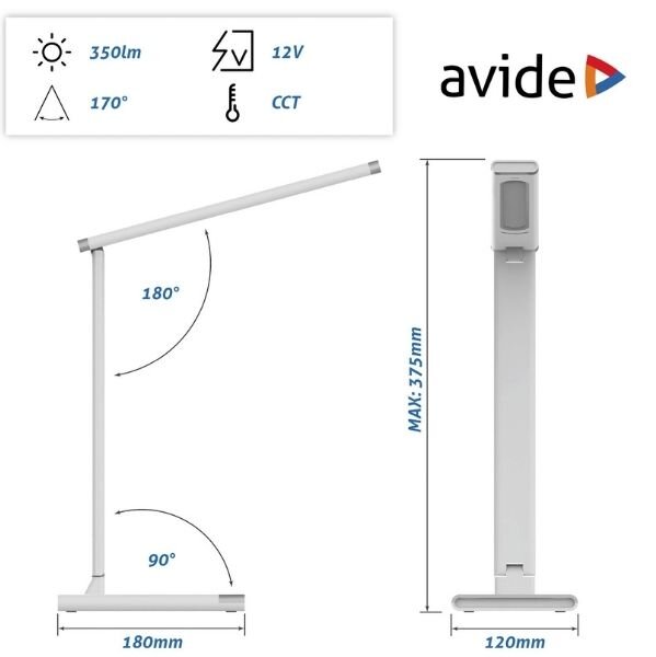 Plynule stmívatelná LED stolní lampa 12W 350lm, měnitelná barva světla, bílá