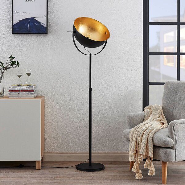 Stojací Lampa Lindby, Muriel, Černá, Obývací pokoj, Kov, Moderní