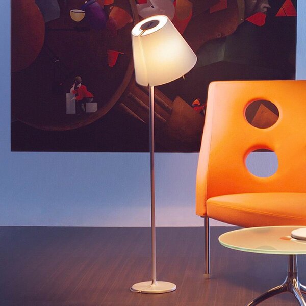 Stojací Lampa Artemide, Melampo, Šedá, Obývací pokoj, Tkanina / Textil, Design