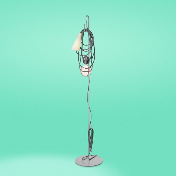 Stojací Lampa Foscarini, Filo, Šedá, Obývací pokoj, Kov, Design