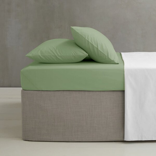 Zelené napínací perkálové prostěradlo 90x190 cm Easy Iron Percale – Catherine Lansfield