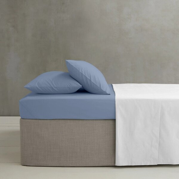 Modré napínací perkálové prostěradlo 150x200 cm Easy Iron Percale – Catherine Lansfield