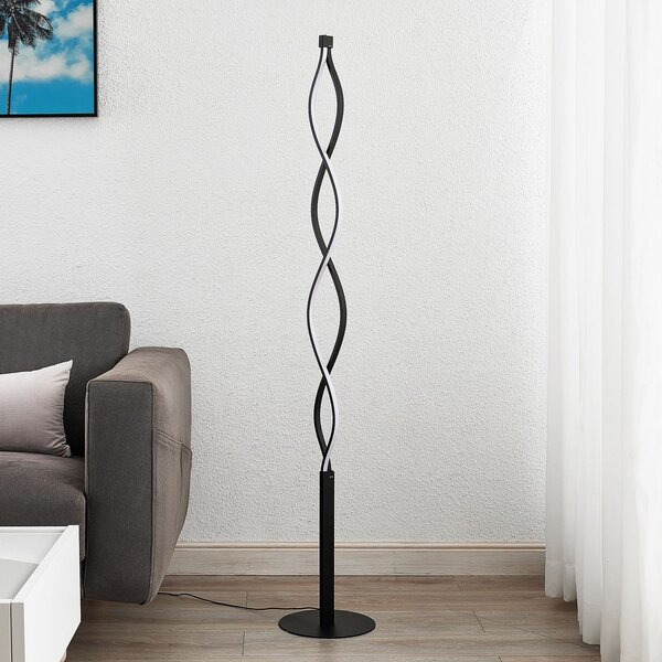 Stojací Lampa Lindby, Welina, stmívatelné, Černá, Obývací pokoj, Kov, Moderní