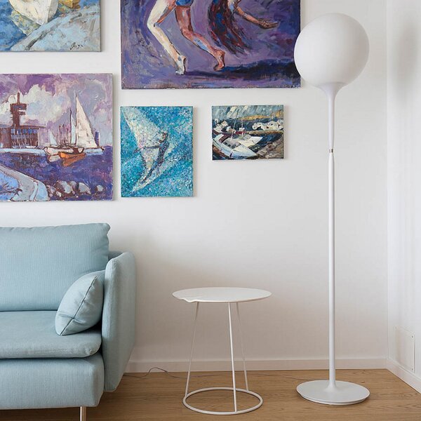 Stojací Lampa Artemide, Castore, stmívatelné, Bílá, Obývací pokoj, Sklo, Design
