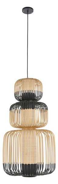Závěsná svítidlo Forestier, Bamboo, stmívatelné, Černá, Obývací pokoj, Bambus, Design