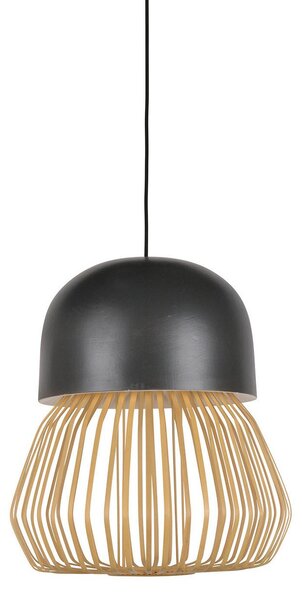 Závěsná svítidlo Forestier, Anemos, stmívatelné, Černá, Obývací pokoj, Bambus, Design