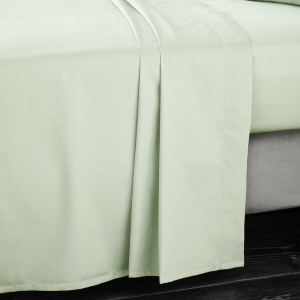 Světle zelené prostěradlo z bavlněného saténu 230x260 cm Cotton Sateen – Bianca