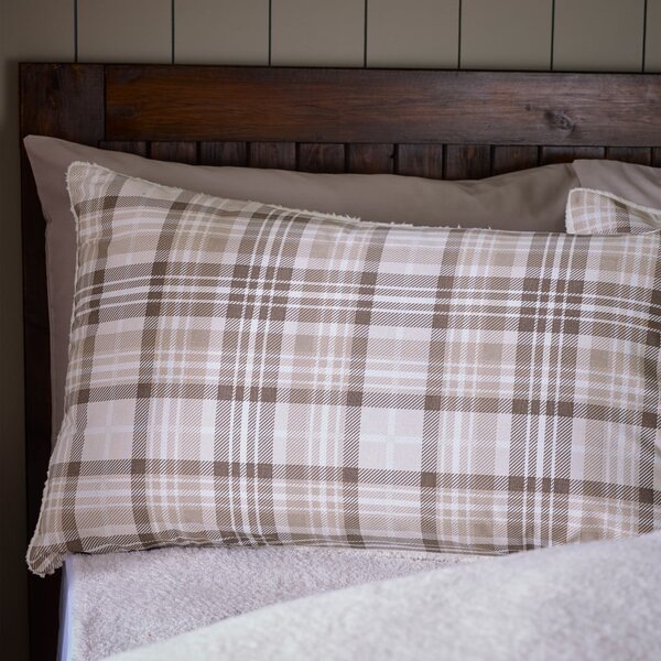 Hnědé povlečení na dvoulůžko s beránkem 200x200 cm Cosy Sherpa Check – Catherine Lansfield