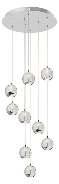 Závěsná svítidlo Lucande, Hayley, Metalická, Obývací pokoj, Sklo, Design