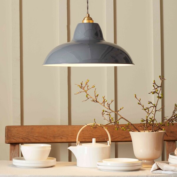 Závěsná svítidlo Anglepoise, Original 1227 Brass Midi Wide, stmívatelné, Šedá, Obývací pokoj, Kov, Design
