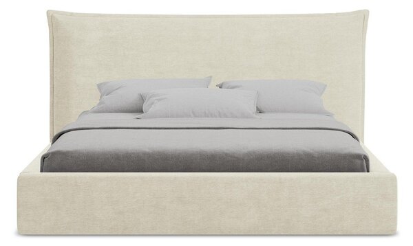 Béžová čalouněná dvoulůžková postel s úložným prostorem s roštem 180x200 cm Esala – Makamii
