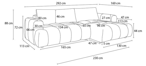 Růžová rozkládací/s úložným prostorem rohová pohovka (levý roh/s lenoškou) Fuji – Bobochic Paris
