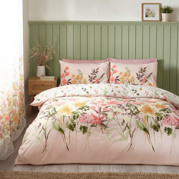 Růžové povlečení na dvoulůžko/prodloužené 230x220 cm Countryside Floral – Catherine Lansfield