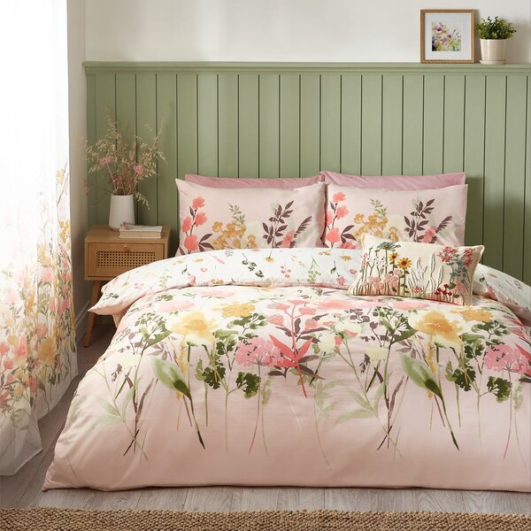 Růžové povlečení na dvoulůžko/prodloužené 230x220 cm Countryside Floral – Catherine Lansfield