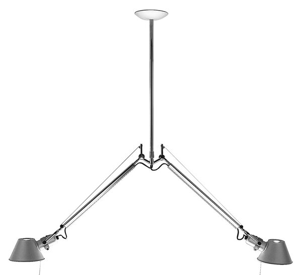 Závěsná svítidlo Artemide, Tolomeo 2 Bracci, stmívatelné, Metalická, Obývací pokoj, Kov, Design