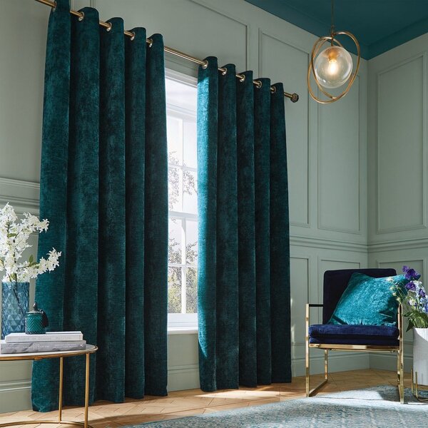 Zelenomodré termo závěsy v sadě 2 ks z žinylky 168x229 cm Selene Luxury Chenille – Hyperion