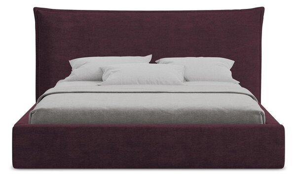 Tmavě fialová čalouněná dvoulůžková postel s úložným prostorem s roštem 160x200 cm Esala – Makamii