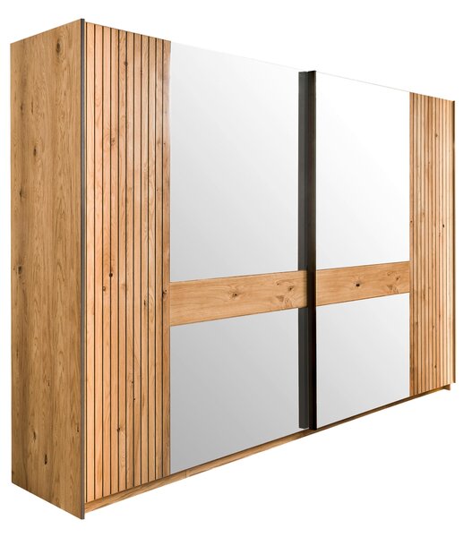 ŠATNÍ SKŘÍŇ SE ZRCADLEM, dub, barvy dubu, 296/214/61 cm Linea Natura - Šatní skříně