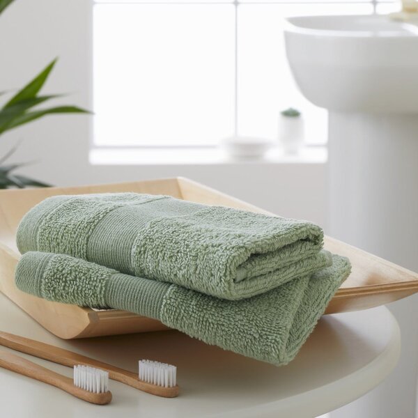 Zelené froté bavlněné ručníky v sadě 2 ks 30x30 cm Anti-Bacterial – Catherine Lansfield