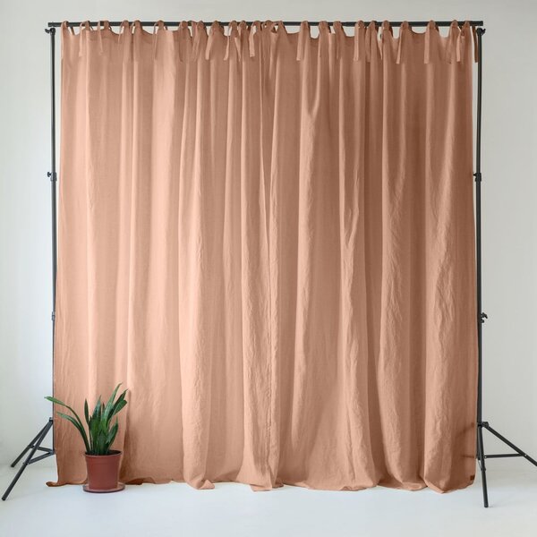 Růžový/hnědý lněný závěs 140x170 cm Cafe Creme – Linen Tales