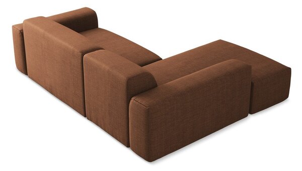Rohová pohovka v terakotové barvě (levý roh/s lenoškou) Keli – Makamii