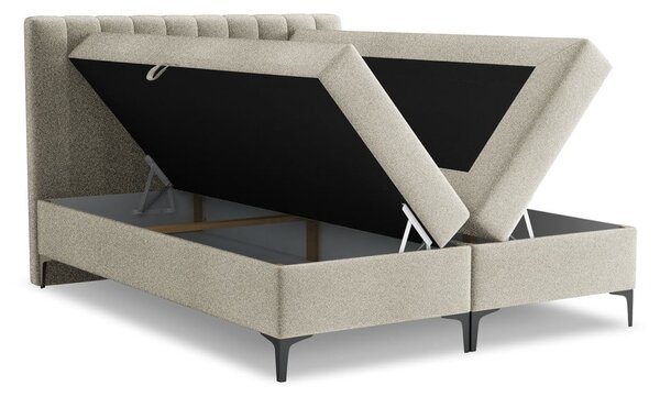Taupe boxspring postel s úložným prostorem 180x200 cm Puhala – Makamii