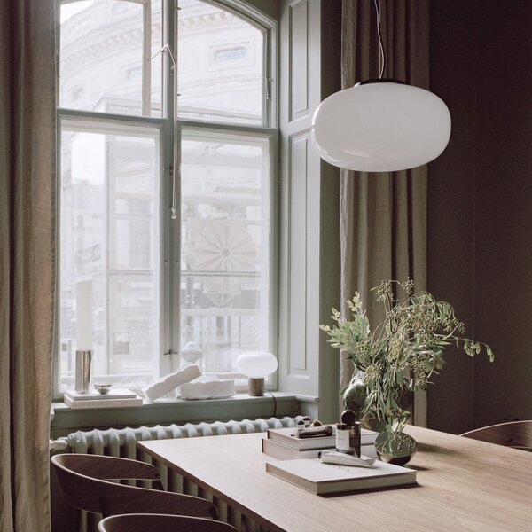 Závěsná svítidlo New Works, Karl-Johan Large, Bílá, Obývací pokoj, Sklo, Design
