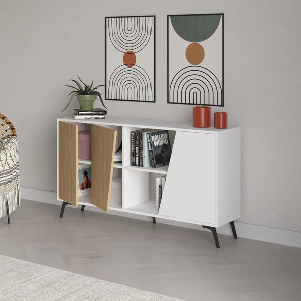 Komoda Houseland FIONA 150 cm bílá/dub safírový
