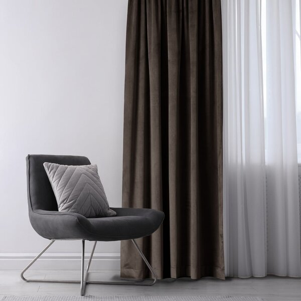 Hnědý sametový dimout závěs 140x270 cm Eyelets – Restilo