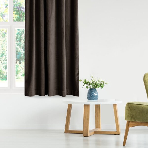 Hnědý sametový dimout závěs 140x270 cm Eyelets – Restilo