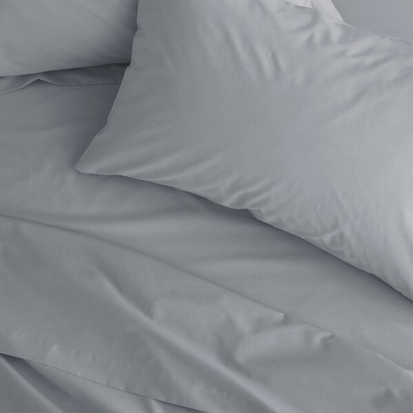 Šedé napínací perkálové prostěradlo 90x190 cm Easy Iron Percale – Catherine Lansfield