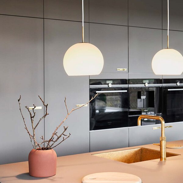 Závěsná svítidlo FRANDSEN, Ball, stmívatelné, Bílá, Obývací pokoj, Sklo, Design