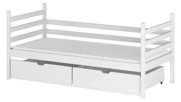 Dětská postel 80 cm Marisa (s roštem a úl. prostorem) (bílá). 1012813