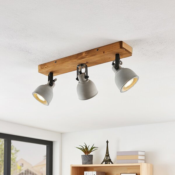 Stropní Lampa Lindby, Mitis, stmívatelné, Šedá, Obývací pokoj, Beton, Industriální design
