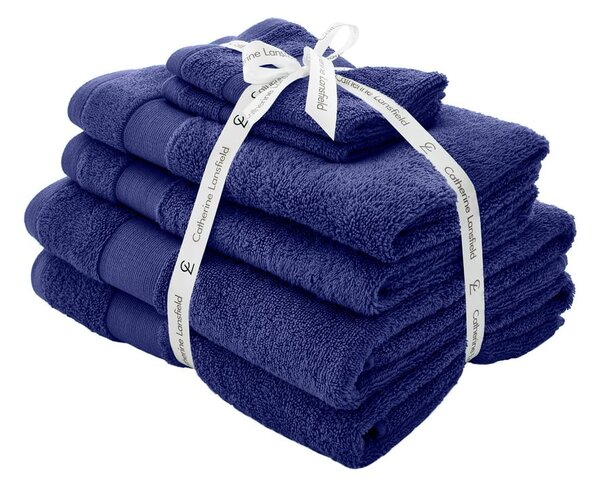 Tmavě modré froté bavlněné ručníky a osušky v sadě 6 ks Anti-Bacterial – Catherine Lansfield