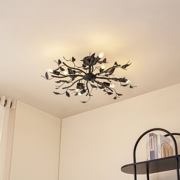 Stropní Lampa Lindby, Yos, stmívatelné, Černá, Ložnice, Kov, Florentinský