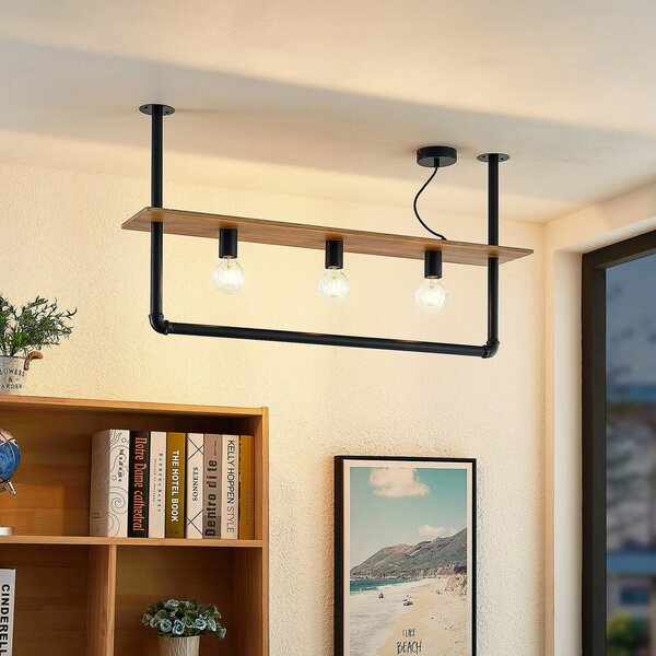 Stropní Lampa Lindby, Kirista, stmívatelné, Černá, Obývací pokoj, Kov, Vintage