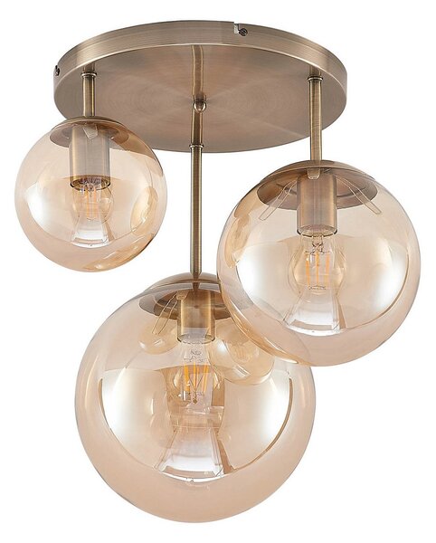 Stropní Lampa Lindby, Teeja, stmívatelné, Bronzová / starobylá mosaz, Obývací pokoj, Sklo, Moderní