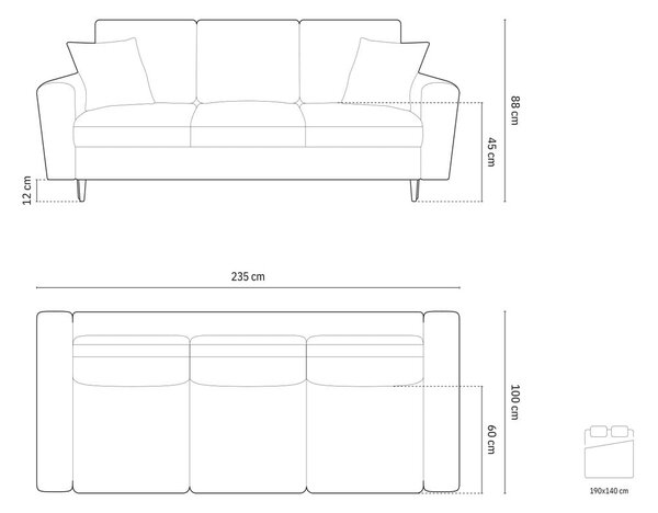 Béžová sametová rozkládací/s úložným prostorem pohovka 235 cm Kyoto – Cosmopolitan Design