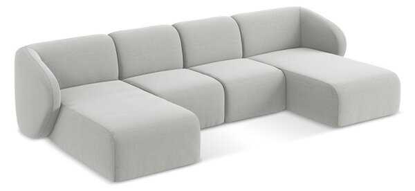 Světle šedá sametová rohová pohovka (do "U") Lani – Makamii